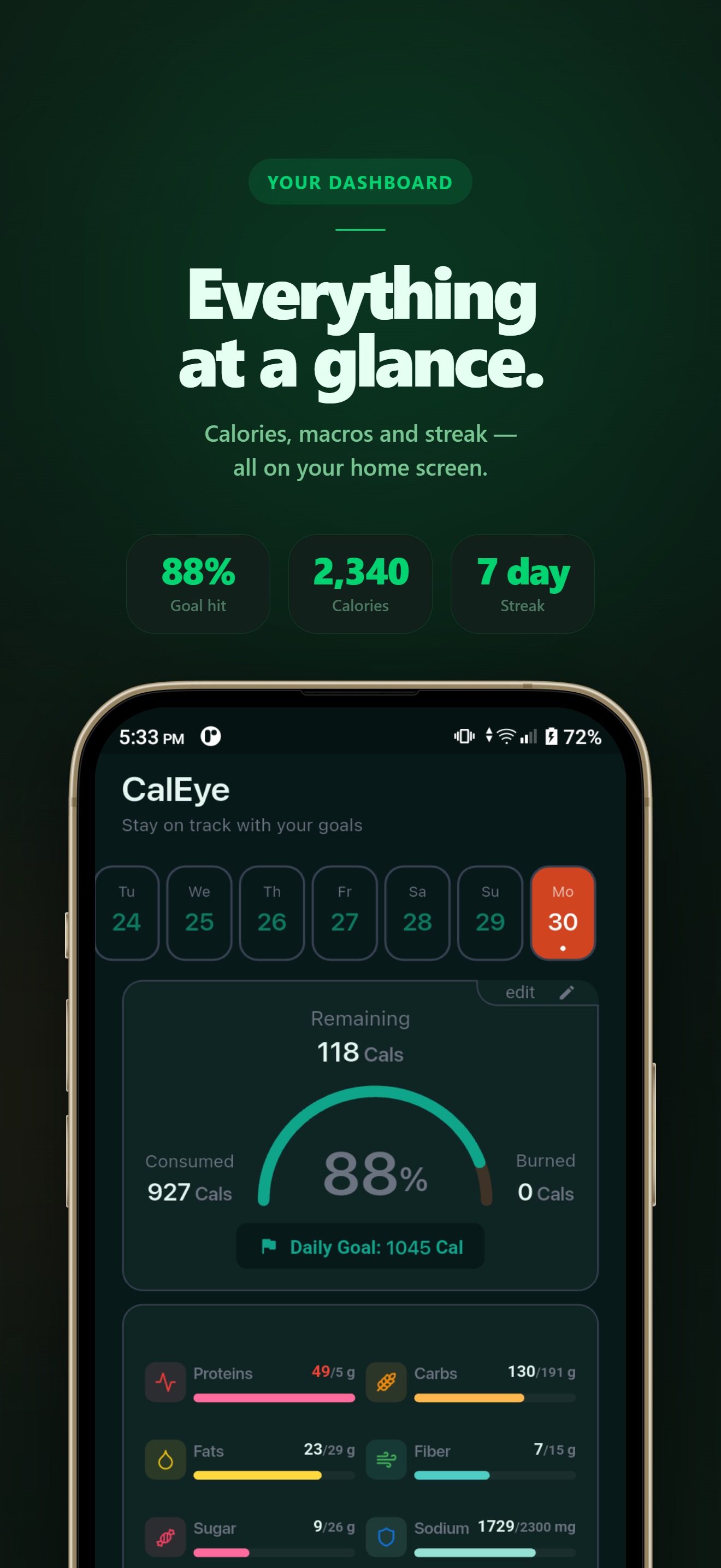 CalEye dashboard screen